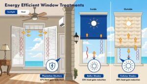 Comparison of energy efficiency benefits of plantation shutters, roller shades, and cellular shades